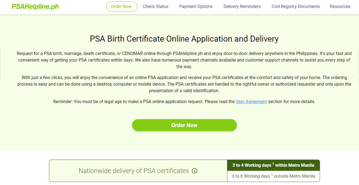 Order your PSA certificate online and nominate your spouse to receive your order on your behalf